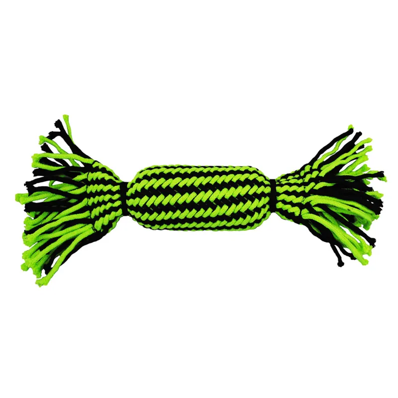 Jolly Pets Knot-n-Chew Tube Squeaker Rope - Green/Black - Small/Medium