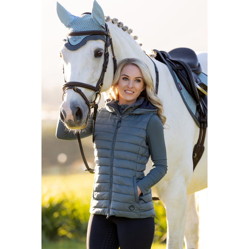 LeMieux Ladies Tilly Hooded Puffer Gilet - Petrol-7