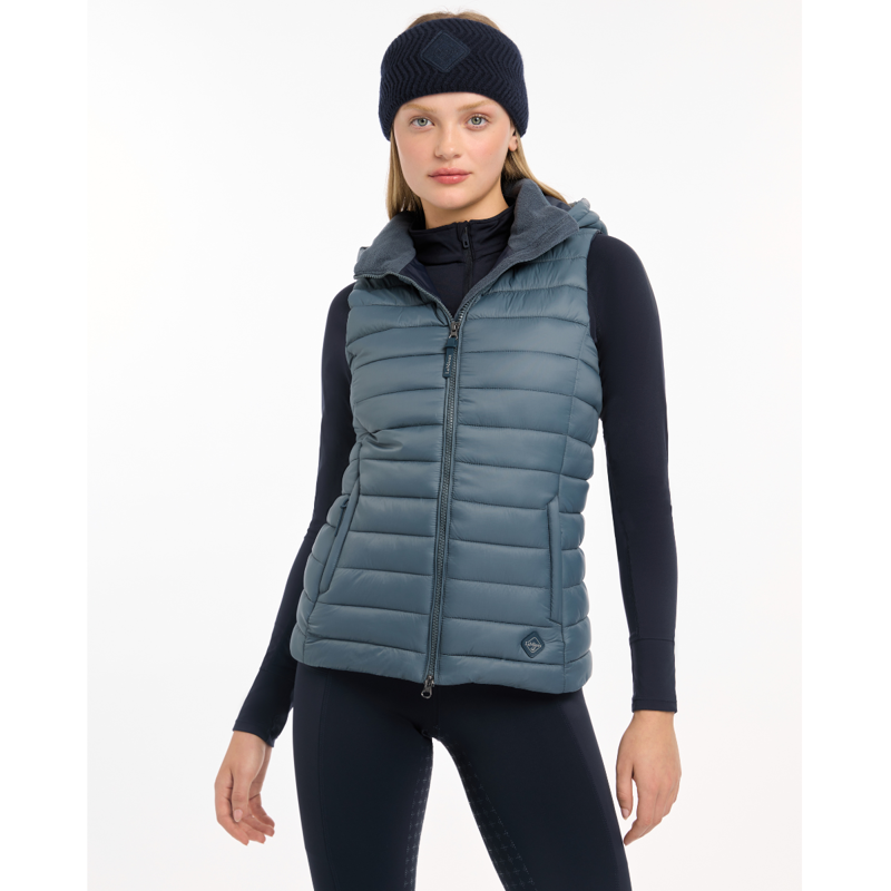 LeMieux Ladies Tilly Hooded Puffer Gilet - Petrol-3