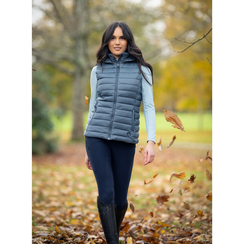LeMieux Ladies Tilly Hooded Puffer Gilet - Petrol-6