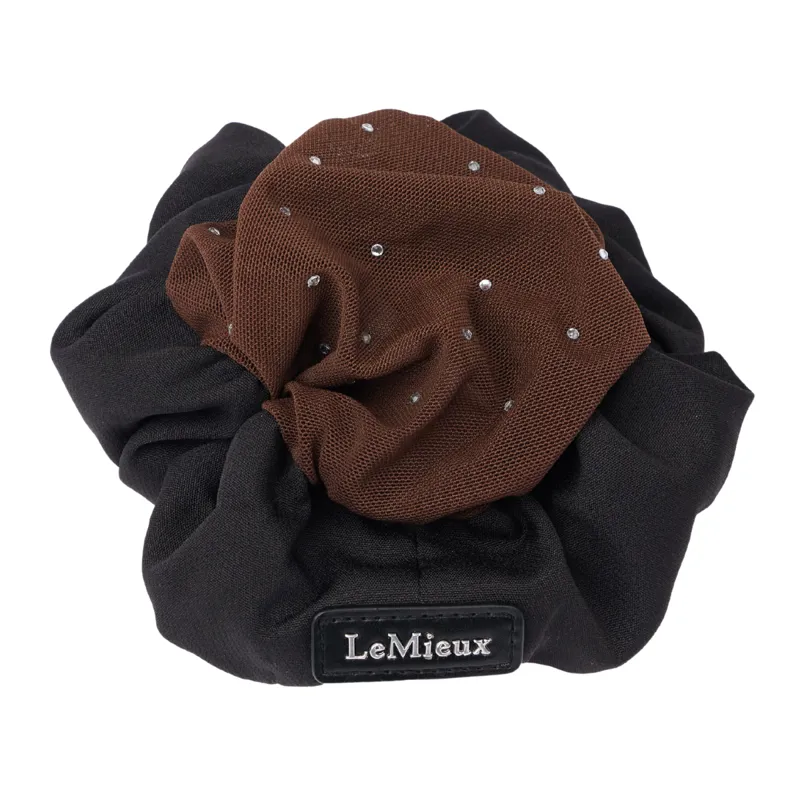 LeMieux Scrunchie with Crystal Hair Net - Black/Brown