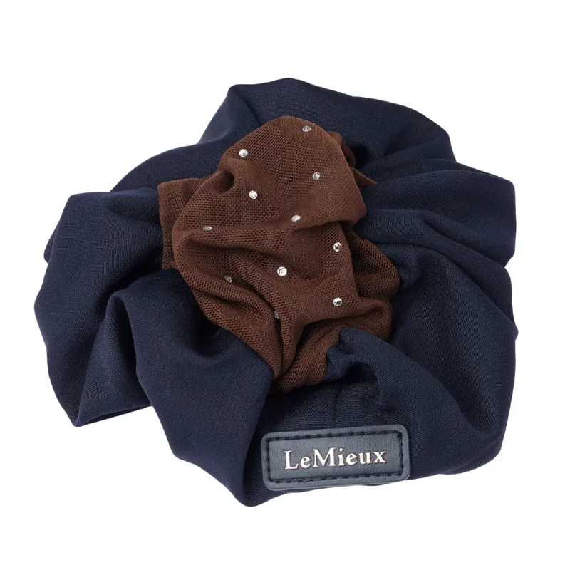 LeMieux Scrunchie with Crystal Hair Net - Navy/Brown