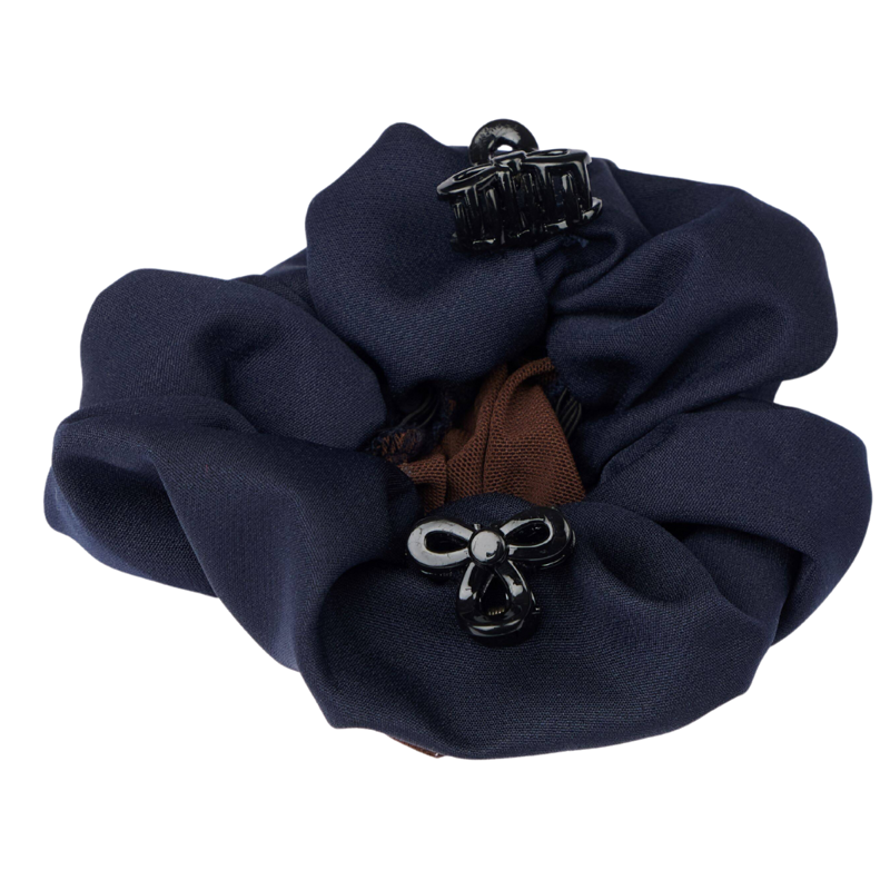 LeMieux Scrunchie with Crystal Hair Net - Navy/Brown-1