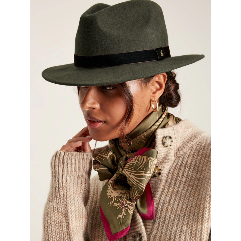 Joules Ladies Maude Wool Fedora Hat - Heritage Green-1