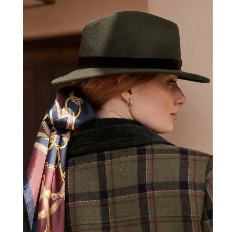 Joules Ladies Maude Wool Fedora Hat - Heritage Green-2
