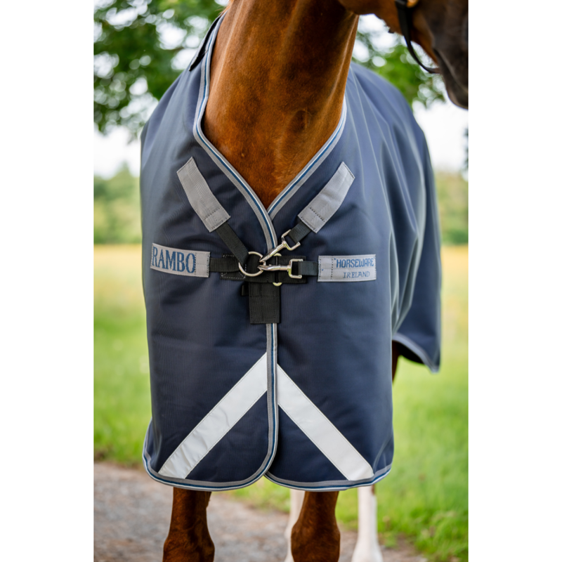 Horseware Rambo Supreme 1680D Vari-Layer 250g Turnout - Navy/Thunderstorm Grey/Silver-2