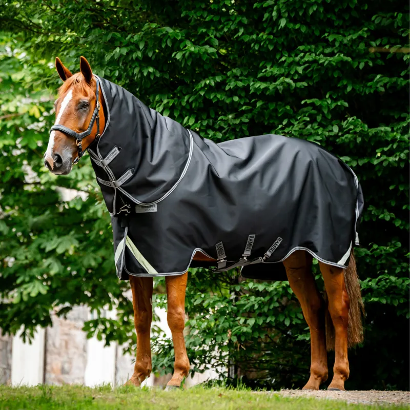 Horseware Rambo Supreme 1680D Plus Lite 0g Turnout - Black/Thunderstorm Grey/Silver