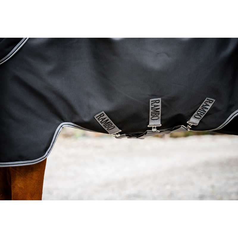 Horseware Rambo Supreme 1680D Plus Lite 0g Turnout - Black/Thunderstorm Grey/Silver-6