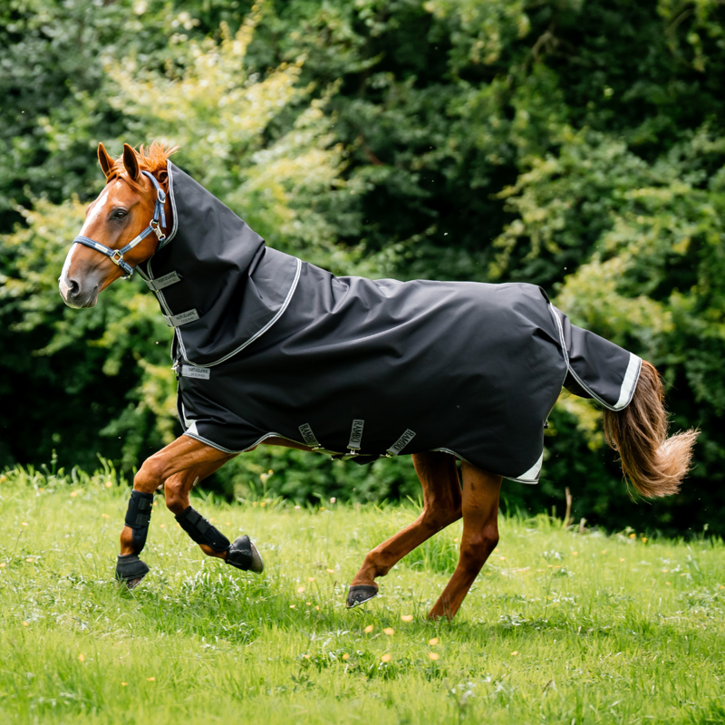 Horseware Rambo Supreme 1680D Plus Lite 0g Turnout - Black/Thunderstorm Grey/Silver-1