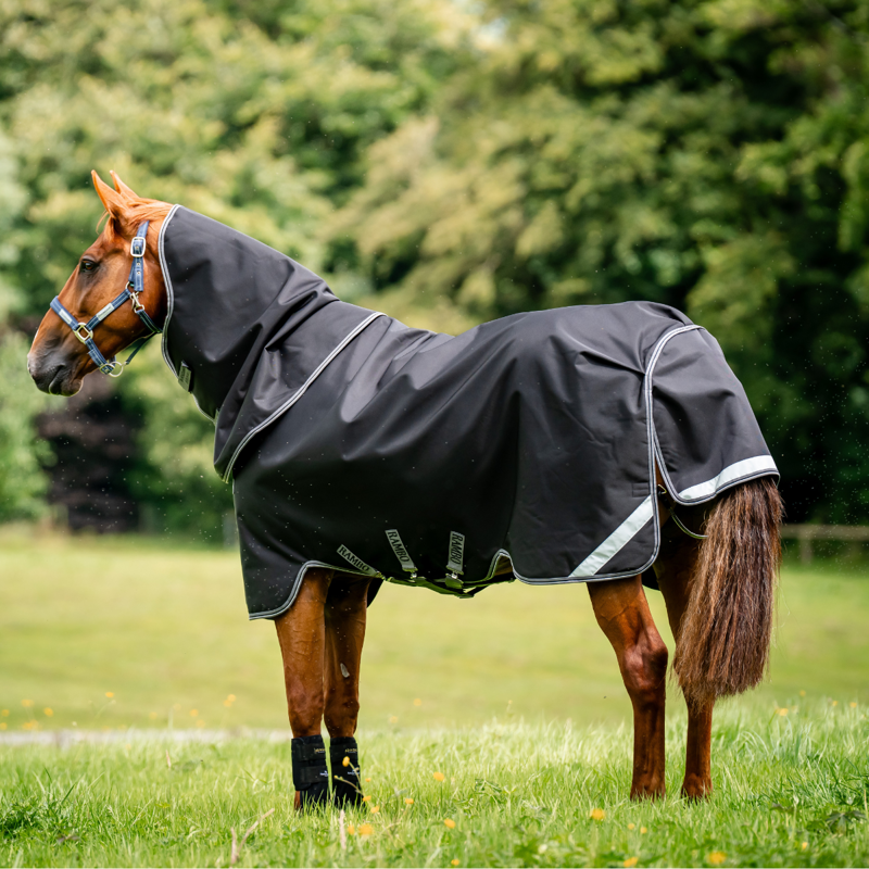 Horseware Rambo Supreme 1680D Plus Lite 0g Turnout - Black/Thunderstorm Grey/Silver-3