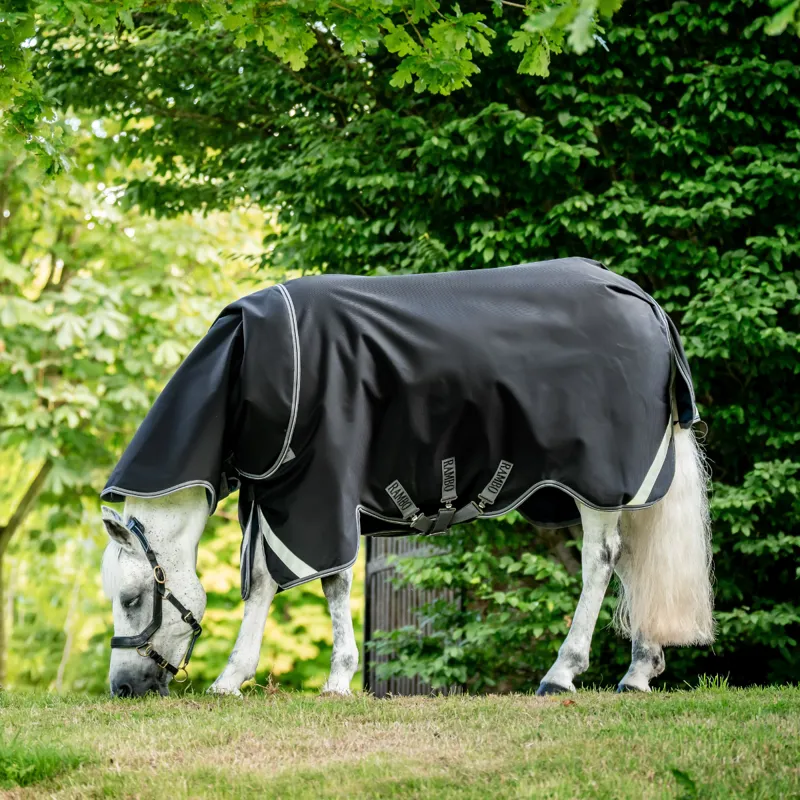 Horseware Rambo Supreme 1680D Plus Lite 0g Turnout - Black/Thunderstorm Grey/Silver-2