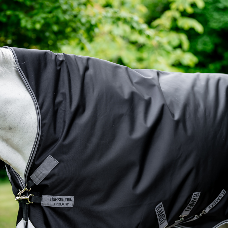 Horseware Rambo Heavy 400g Wug Turnout - Black/Thunderstorm Grey/Silver-4