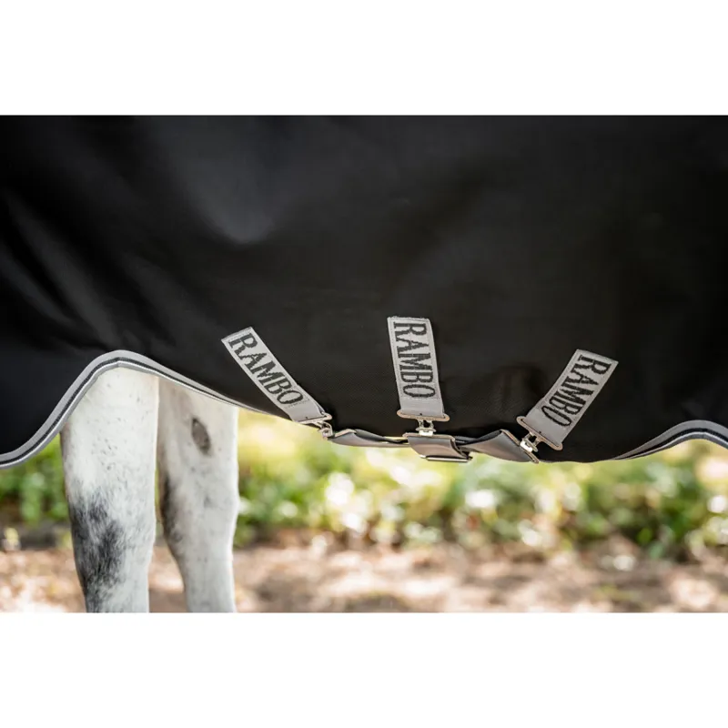 Horseware Rambo Heavy 400g Wug Turnout - Black/Thunderstorm Grey/Silver-5