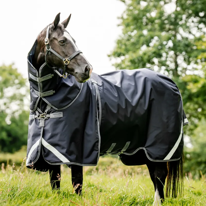 Horseware Rambo Optimo Plus Turnout Bundle 0g Outer + 400g Liner - Navy/Thunderstorm Grey/Silver