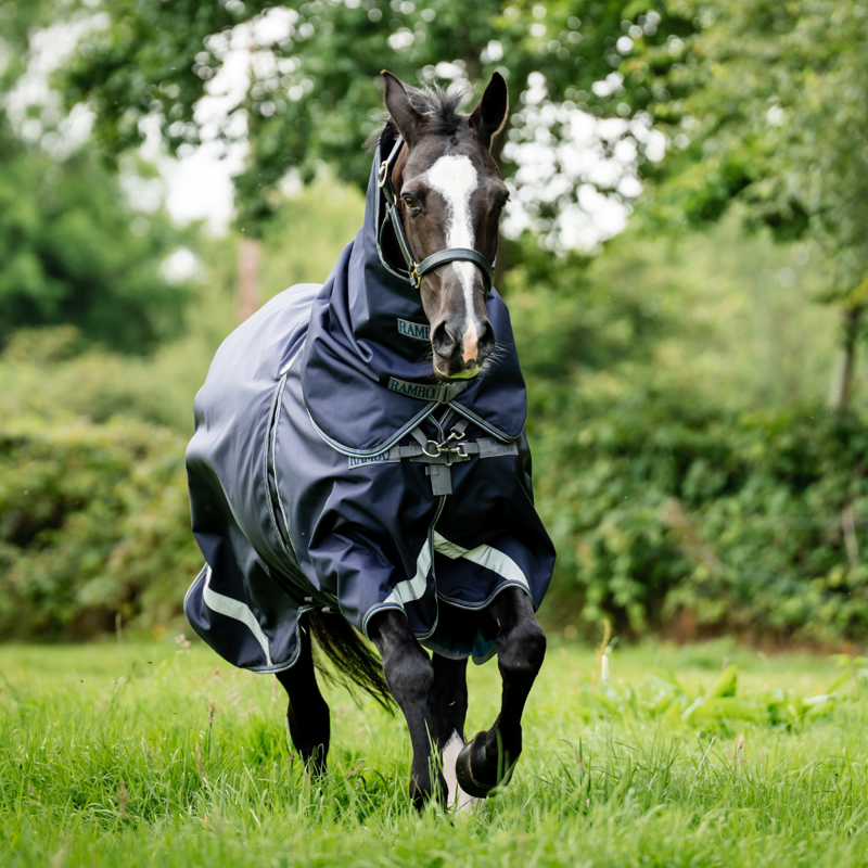Horseware Rambo Optimo Plus Turnout Bundle 0g Outer + 400g Liner - Navy/Thunderstorm Grey/Silver-1
