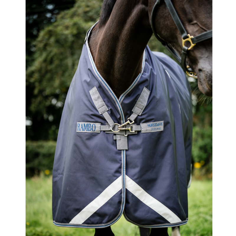 Horseware Rambo Optimo Plus Turnout Bundle 0g Outer + 400g Liner - Navy/Thunderstorm Grey/Silver-3