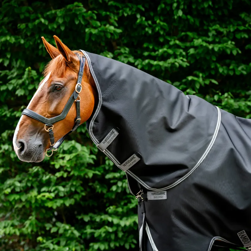 Horseware Rambo Supreme 0g Turnout Hood - Black/Thunderstorm Grey/Silver