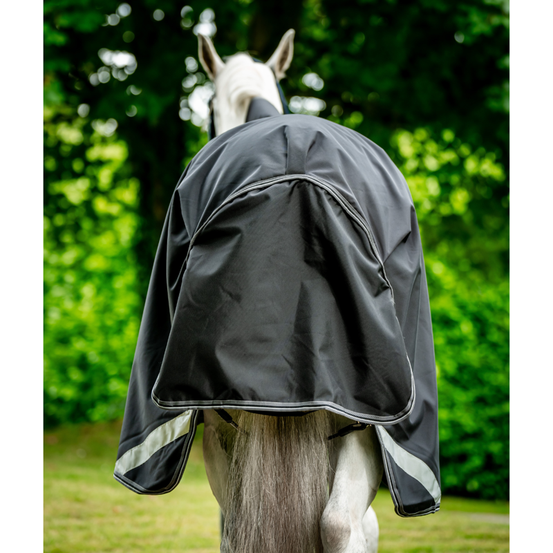 Horseware Rambo 50g Light Wug Turnout Rug - Black/Thunderstorm Grey/Silver-4
