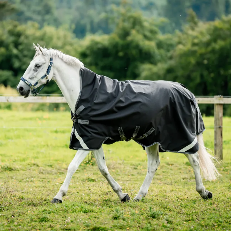 Horseware Rambo 50g Light Wug Turnout Rug - Black/Thunderstorm Grey/Silver-1