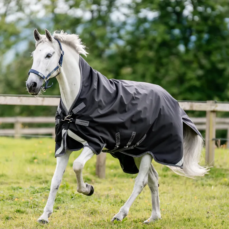 Horseware Rambo 50g Light Wug Turnout Rug - Black/Thunderstorm Grey/Silver