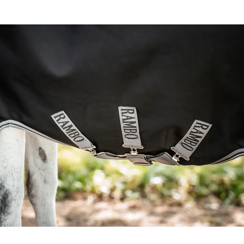 Horseware Rambo 50g Light Wug Turnout Rug - Black/Thunderstorm Grey/Silver-5