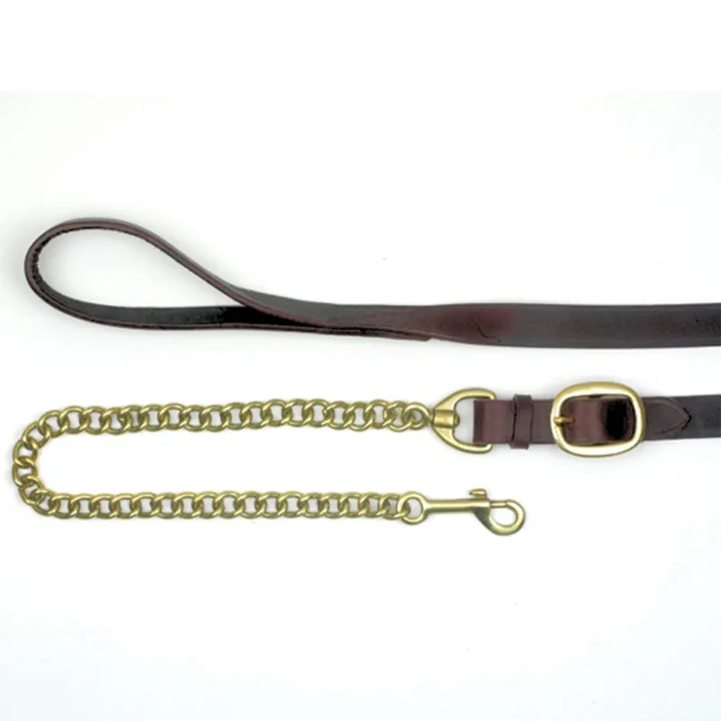 Mackey Classic Leather Lead Buckle End with Chain
