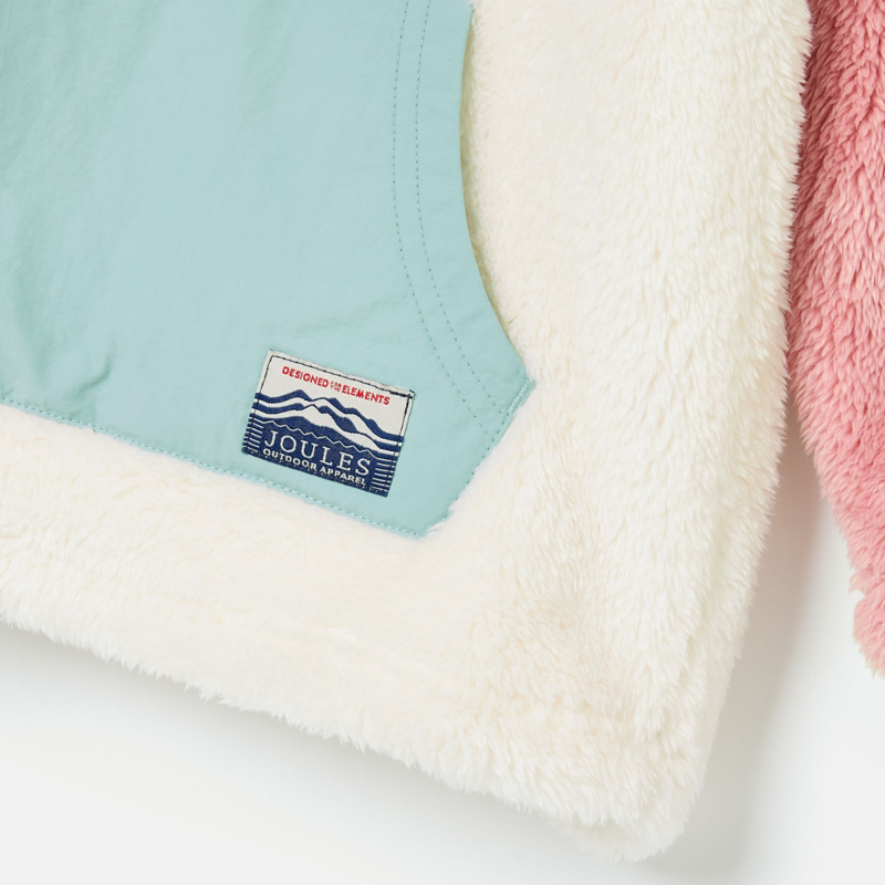 Joules Kids' Always Cosy Colourblock Quarter Zip Borg Fleece - Cream-3