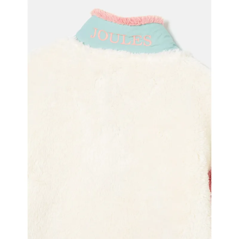 Joules Kids' Always Cosy Colourblock Quarter Zip Borg Fleece - Cream-2