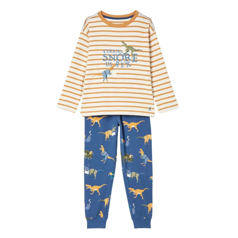 Joules Boys' Doze Days Dinosaur Jersey Pyjama Set - Blue