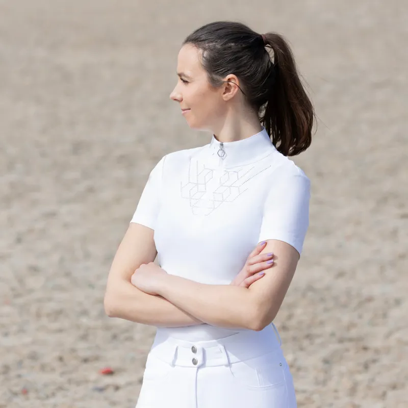 Coldstream Ledmore Diamante Show Shirt - White-2