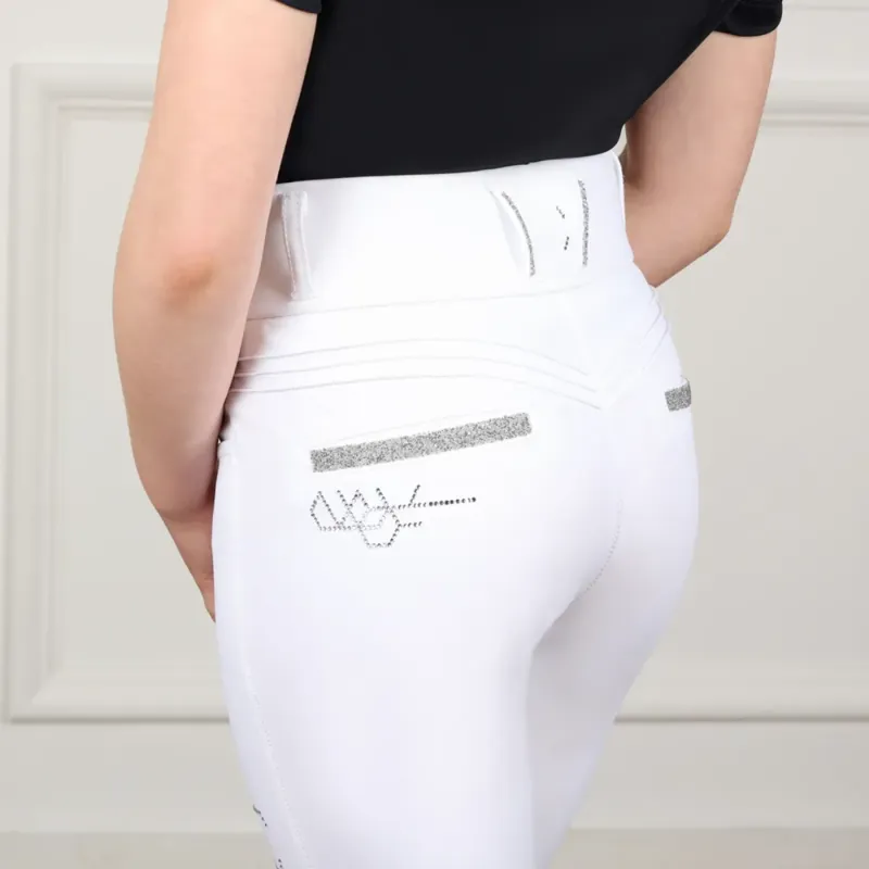 Coldstream Next Generation Child's Ledmore Diamante Riding Tights - White-3