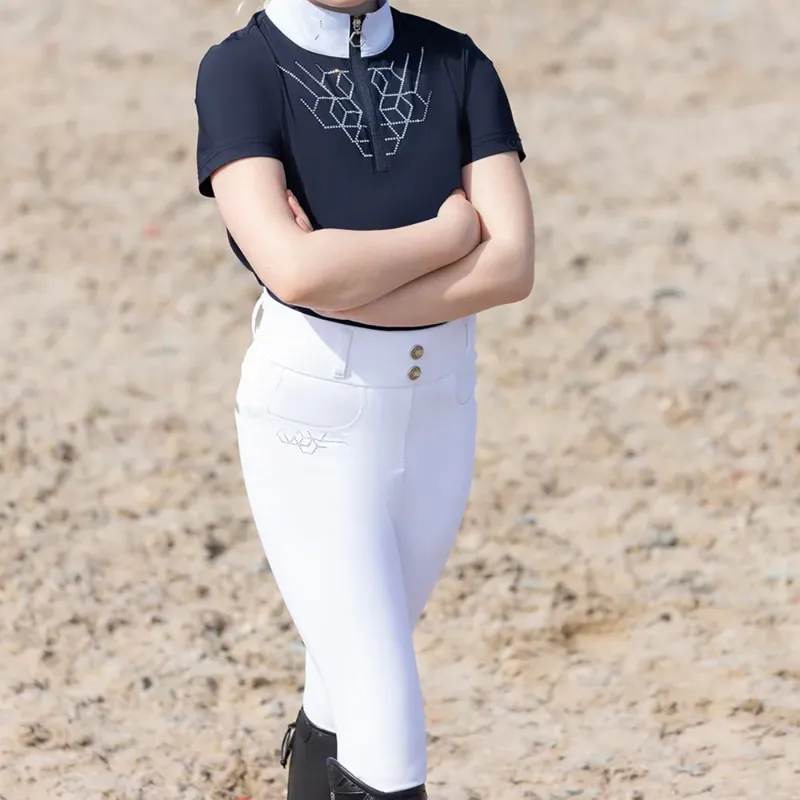 Coldstream Next Generation Child's Ledmore Diamante Riding Tights - White-2