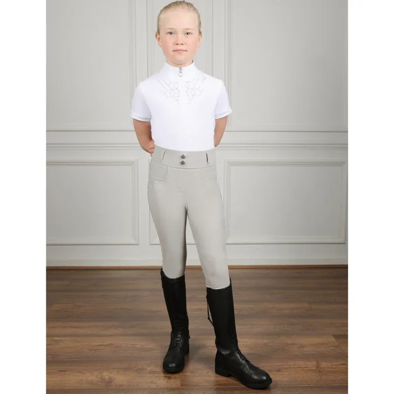 Coldstream Next Generation Child's Ledmore Diamante Riding Tights - Pearl Grey-2