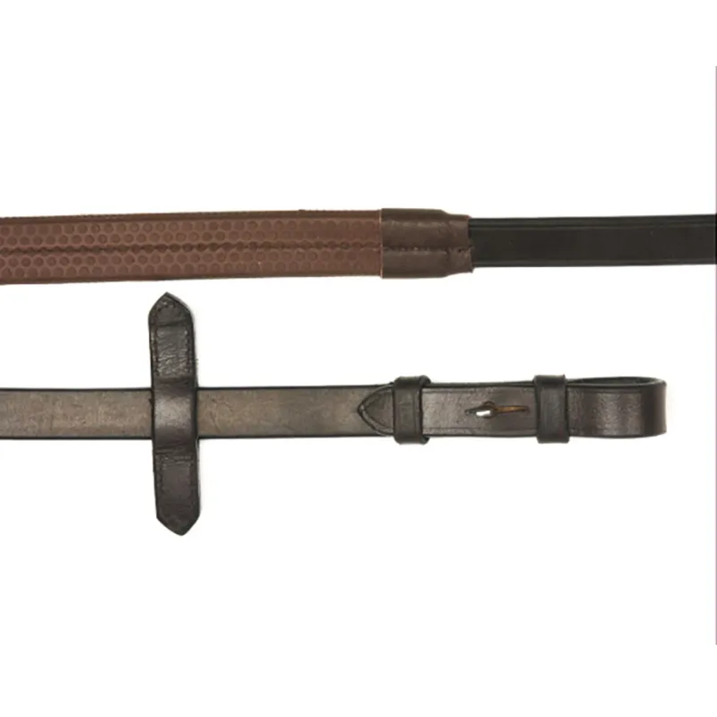 Mackey Classic Leather Rubber Grip Reins - Brown