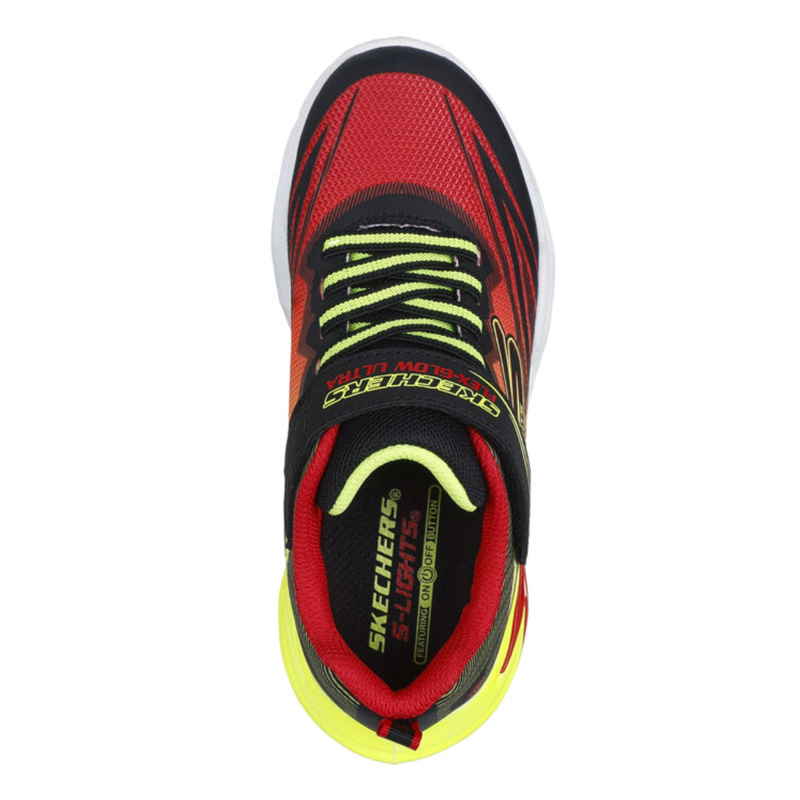 Skechers Boys' Flex-Glow Ultra Trainers - Black/Red-4