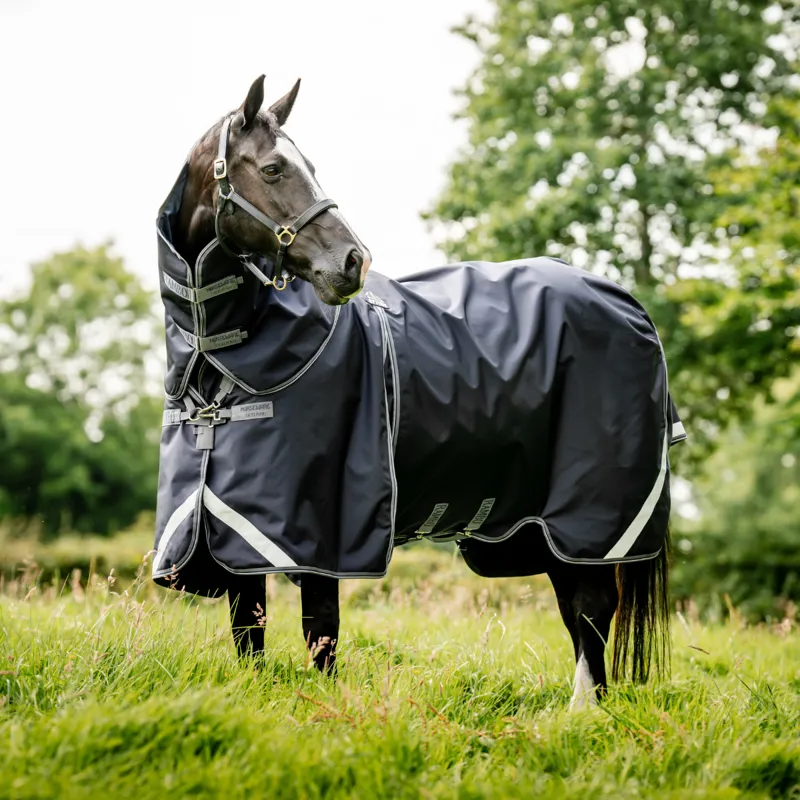 Horseware Rambo Optimo Plus Turnout Bundle 0g Outer + 200g Liner - Navy/Thunderstorm Grey/Silver