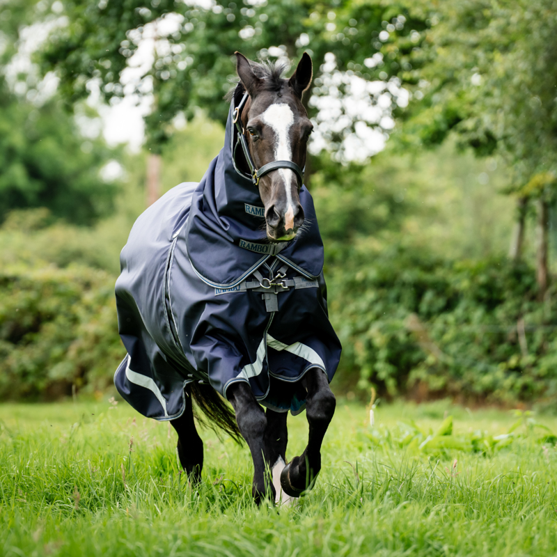 Horseware Rambo Optimo Plus Turnout Bundle 0g Outer + 200g Liner - Navy/Thunderstorm Grey/Silver-2