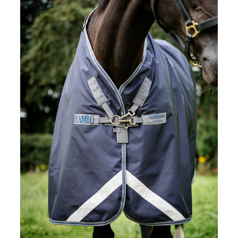 Horseware Rambo Optimo Plus Turnout Bundle 0g Outer + 200g Liner - Navy/Thunderstorm Grey/Silver-3