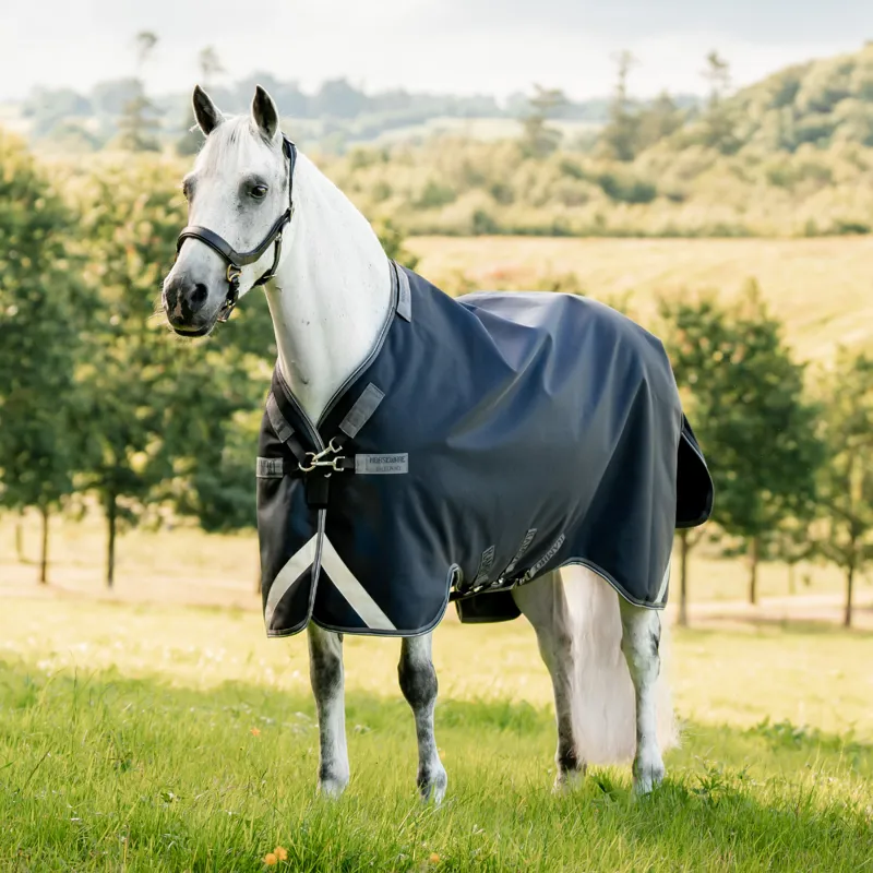 Horseware Rambo Supreme 1680D 450g Heavy Vari-Layer Turnout - Navy/Thunderstorm Grey/Silver-2