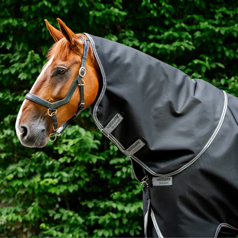 Horseware Rambo Supreme 150g Turnout Hood - Black/Thunderstorm Grey/Silver