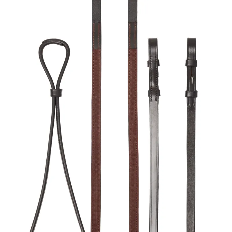 LeMieux Hunter Half Lined Curb Rein - Havana/Silver