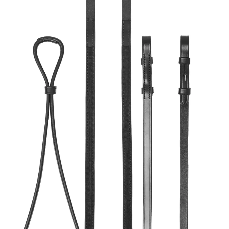 LeMieux Hunter Half Lined Curb Rein - Black/Silver