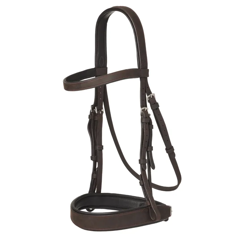 LeMieux Flat Hunter Bridle with Laced Reins - Havana/Silver