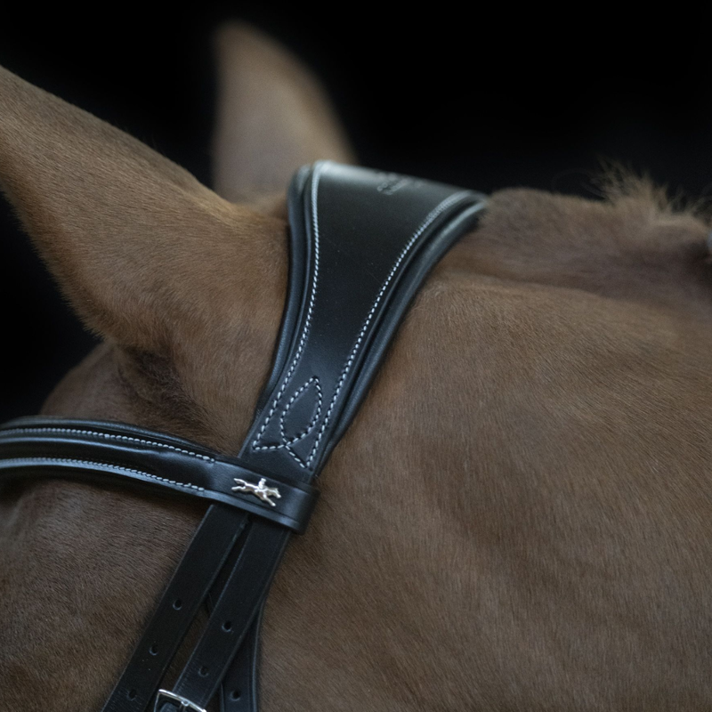 Schockemohle Monza F Bridle - Black/Cream/Silver-2