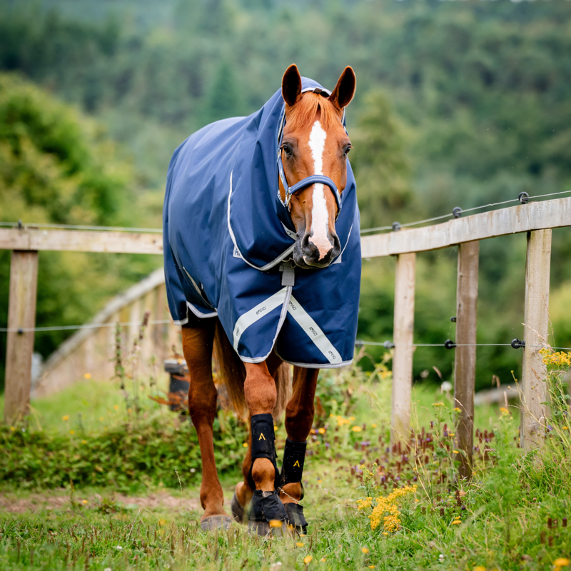 Horseware Amigo Bravo 12 Plus Medium 250g Turnout Rug - Navy/Titanium Grey Silver-1
