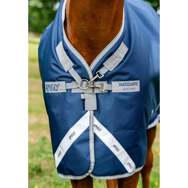Horseware Amigo Bravo 12 Plus Medium 250g Turnout Rug - Navy/Titanium Grey Silver-2
