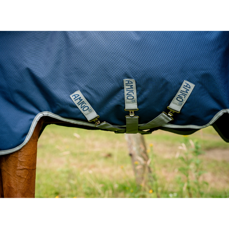 Horseware Amigo Bravo 12 Plus Medium 250g Turnout Rug - Navy/Titanium Grey Silver-3
