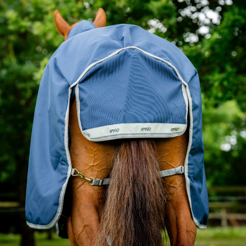 Horseware Amigo Bravo 12 Plus Medium 250g Turnout Rug - Navy/Titanium Grey Silver-4