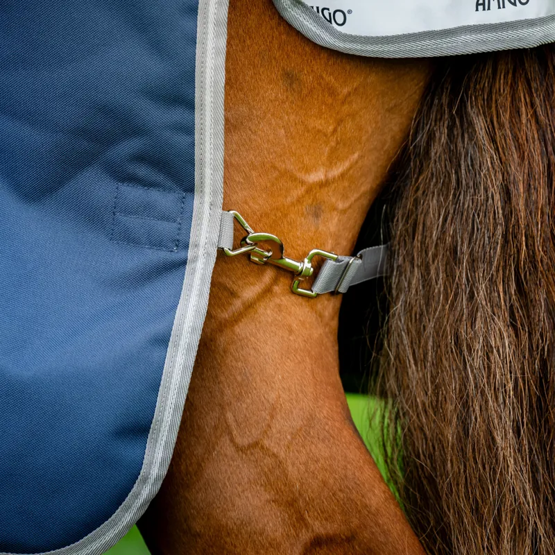 Horseware Amigo Bravo 12 Plus Medium 250g Turnout Rug - Navy/Titanium Grey Silver-5