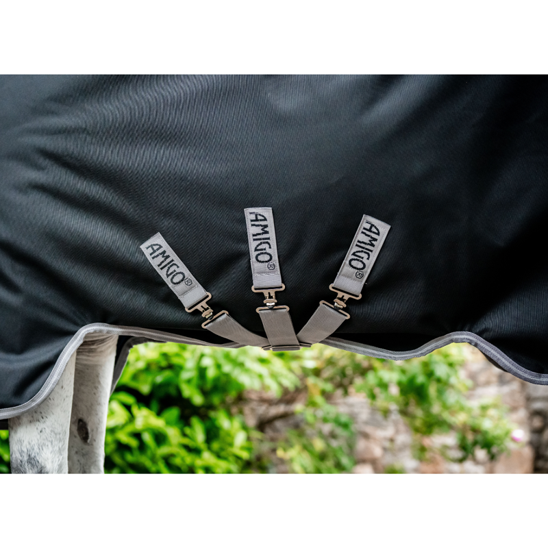 Horseware Amigo Bravo 12 Plus Medium 250g Turnout Rug - Black/Titanium Grey Silver-3